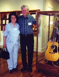Photo of Doc Watson  with  wife Rosa Lee at the Doc and Merle Watson Mountain Folk Art Museum.