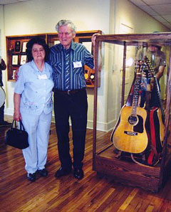 Photo of Doc Watson  with  wife Rosa Lee at the Doc and Merle Watson Mountain Folk Art Museum.