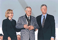 Doc Watson receiving the National Medal of the Arts from President Clinton in 1997